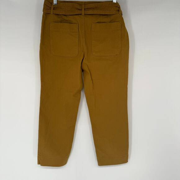NWT Loft Cropped Pants Womens 6P Camel Paperbag Waist Belted High Rise Stretch - Picture 6 of 11